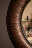 Gezzy Brown Wooden Veneer Mirror Thick Frame Round